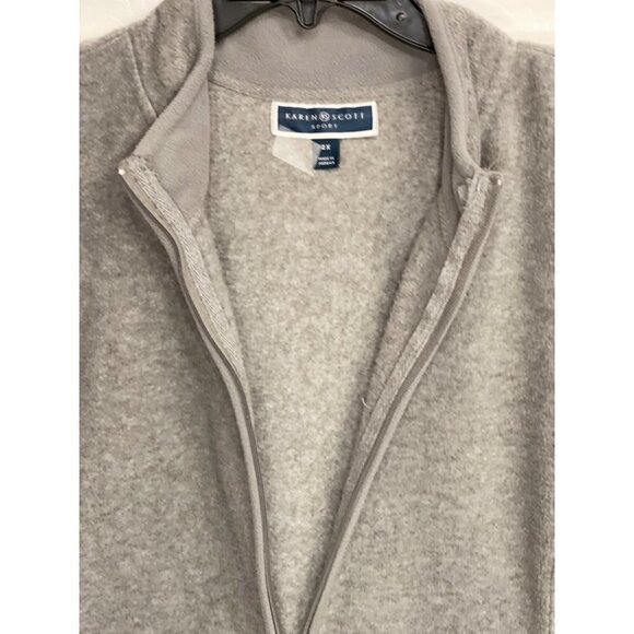 KARIN SCOTT SPORT Women's Fleece Vest Plus-Size 2X Grey Zip Pockets Zip Front - Picture 3 of 10